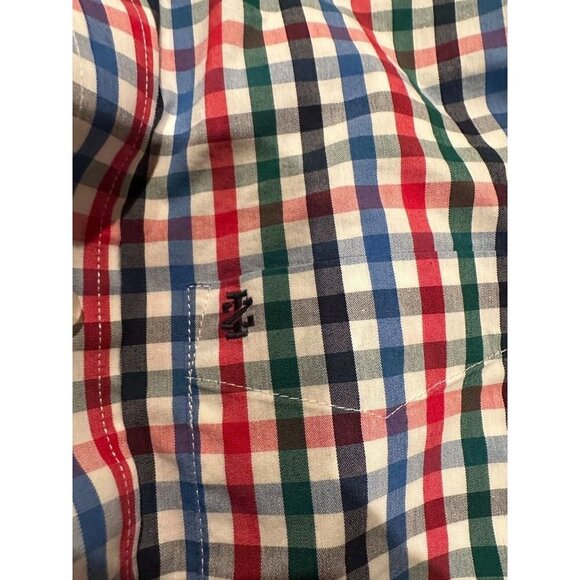 EUC IZOD Boys Button Down L/S Holiday Christmas Dress Shirt Plaid Large 14/16 - Picture 9 of 13